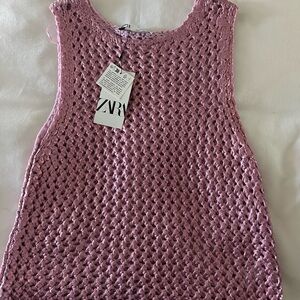 Zara Mauve Textured Women's Tank Top